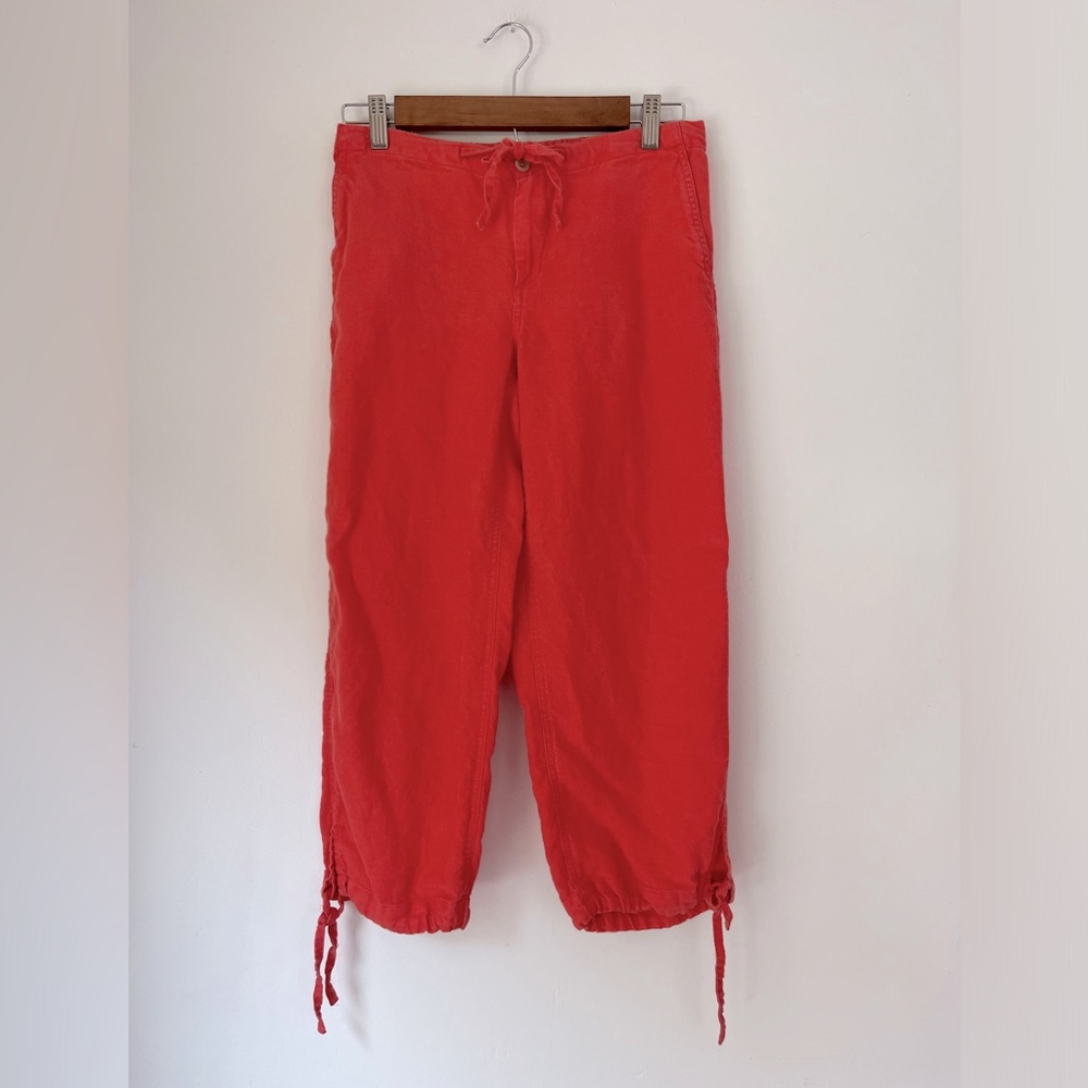 Banana Republic linen pants 0 xs cropped capri coral pink ankle orange
